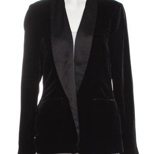 NWT Joie Velvet and Satin Collar Mehirah Blazer in Caviar Black Size 2